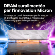 Barrette Mémoire 16Go DIMM DDR5 Crucial Pro OC 6400MHz (Blanc) — visuel 6