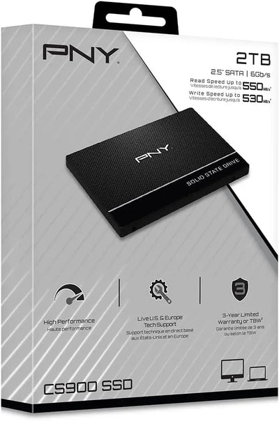 Disque SSD PNY CS900 2 To 2.5 pouces surface texturée logo argent