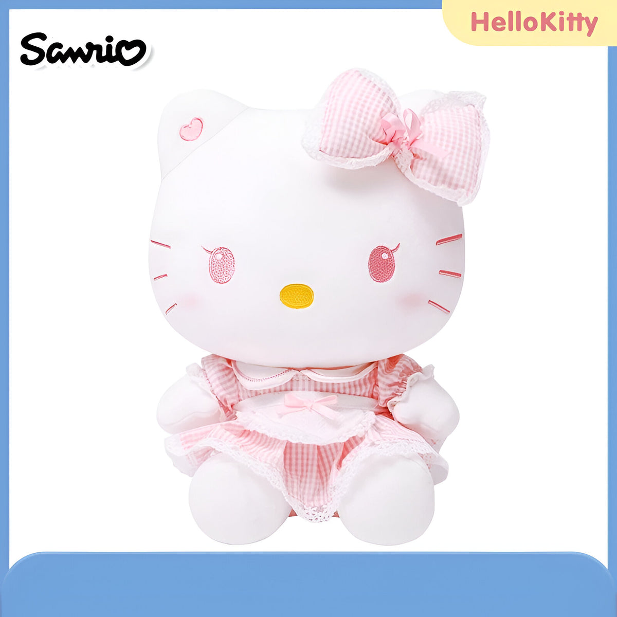 Peluche Hello Kitty -30 cm - Tenue rayée blanche et rose image 0