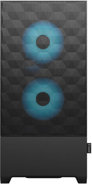 Boîtier PC Fractal Design Pop Air RGB Cyan Core TG Clear Tint noir à maillage avec deux ventilateurs circulaires bleus lumineux