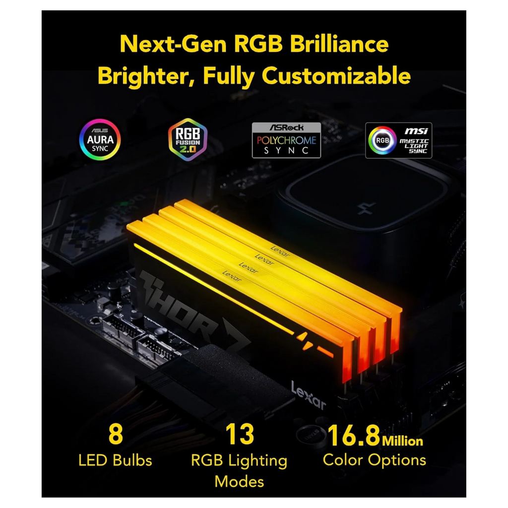 Kit Mémoire RAM - Lexar Thor Z Series RGB DDR5 - 32Go KIT - Blanc