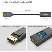 Adaptateur Benfei DisplayPort vers HDMI, connecteurs plaqués or
