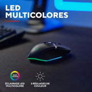Souris gamer GX Trust GXT 1108 noire avec LED multicolor dessous