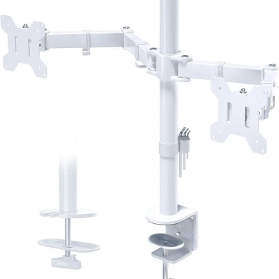 Support Bras Mécanique - Blanc - 2 Moniteurs - 17" - 32"