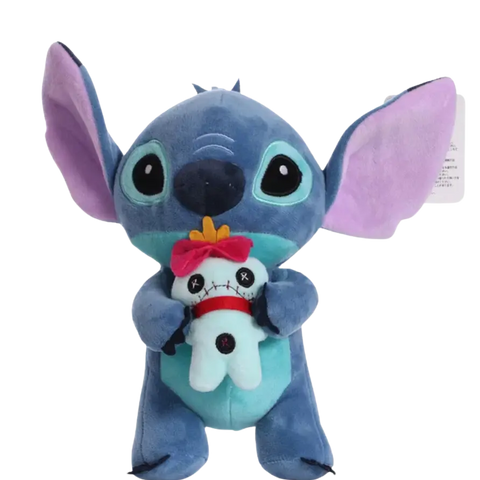 Peluche Lilo & Stitch - Stitch & Souillon — dans le même univers que Peluche Hello Kitty – Salopette Rose & Nœud Rose – Coton Doux – 20 cm