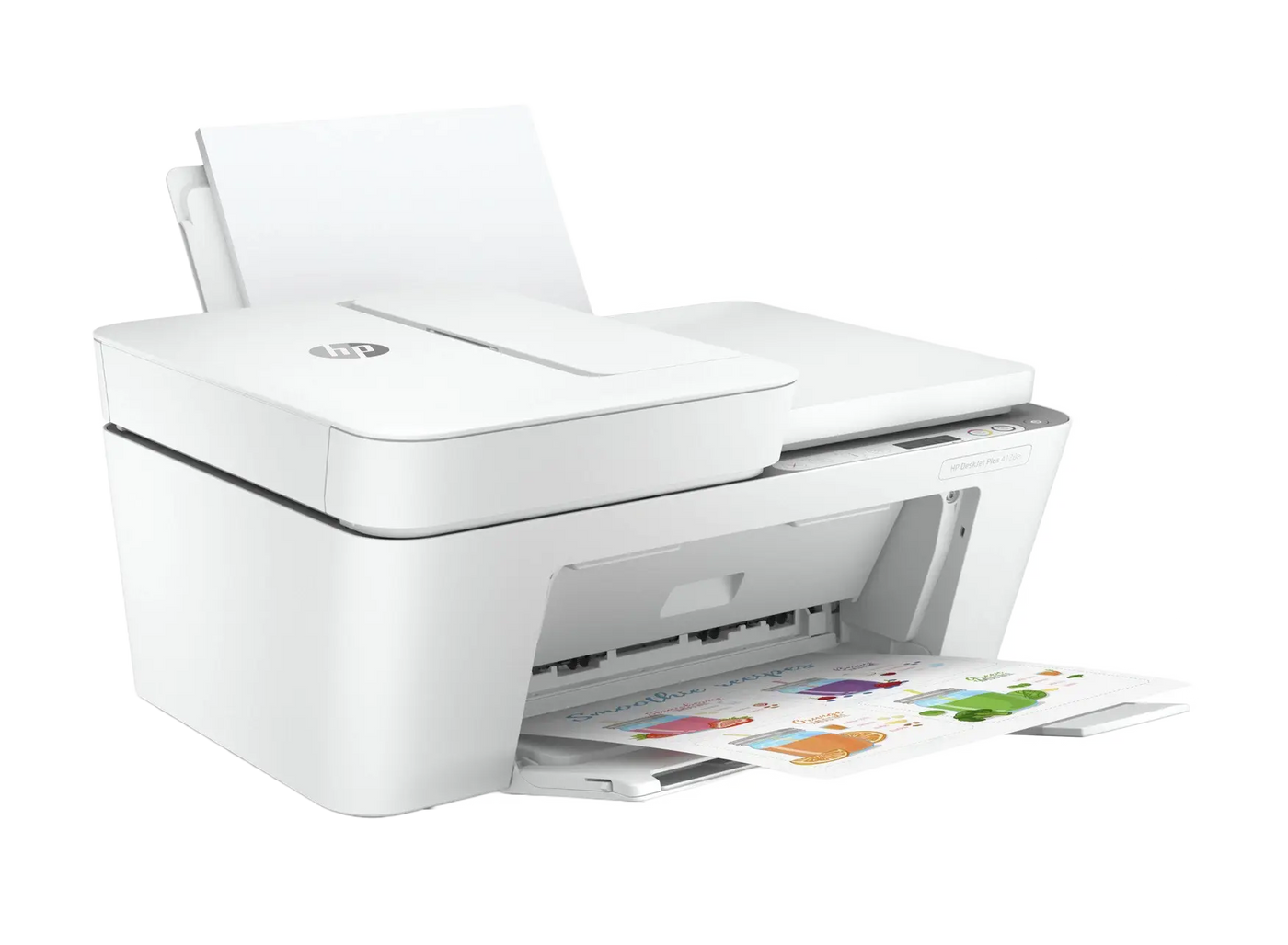 Imprimante jet dencre HP Deskjet 4120e blanche design moderne avec sortie colorée