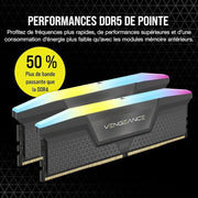 Kit mémoire RAM Corsair Vengeance RGB DDR5 32 Go 6000 MHz noir avec RGB