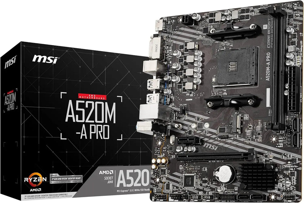Carte mère MSI A520M-A PRO AM4 socket AMD PCIe 3.0 noir argent