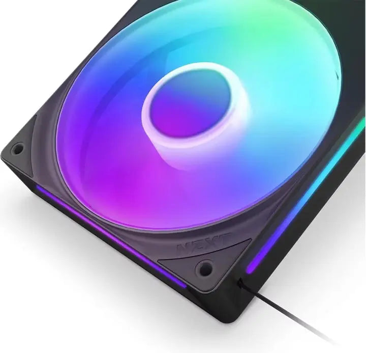 Ventilateur NZXT F360 RGB Core Noir rectangulaire noir avec effets arc-en-ciel