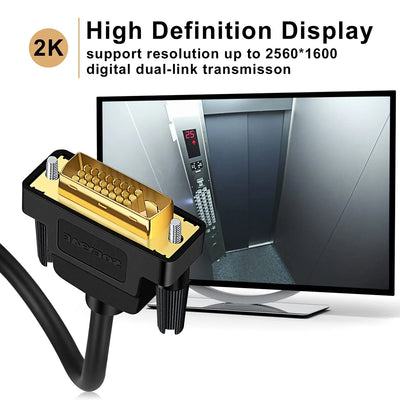 Connecteur DVI-D noir et or 24+1 broches, câble 1,8 m haute définition