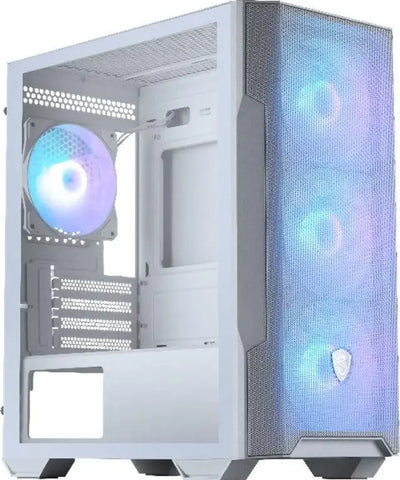 Boîtier PC blanc MSI MAG FORGE M100R avec mesh, RGB et ventilateur avant