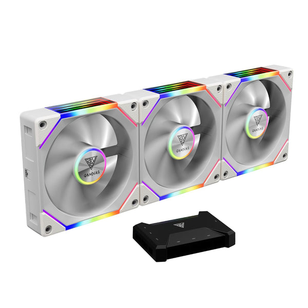Lot de 3x Gamdias Aeolus P2-U RGB 12cm Blanc : ventilateur de boîtier