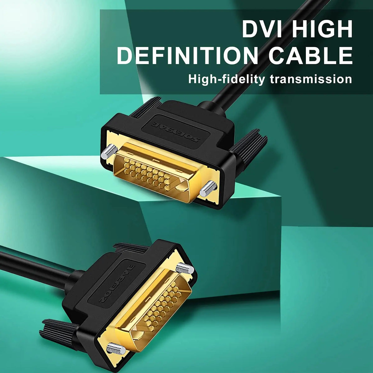 Câble DVI vers DVI 1,8 m noir et or avec connecteur 24 broches robuste