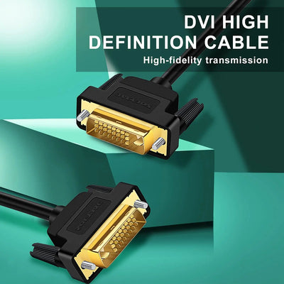 Câble DVI vers DVI 1,8 m noir et or avec connecteur 24 broches robuste