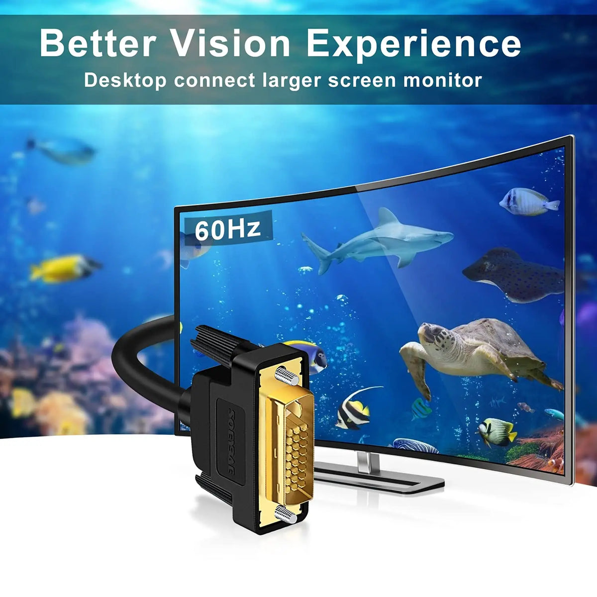Câble adaptateur DVI-HDMI noir et or 1,8 m avec connecteur courbé
