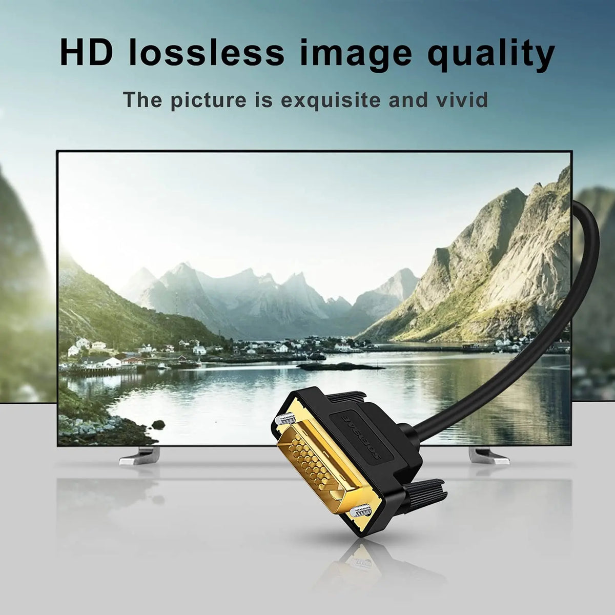 Câble adaptateur DVI-HDMI noir et or 1,8 m, connecteur rectangulaire élégant