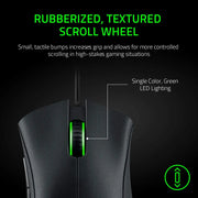 Souris filaire gamer Razer DeathAdder Essential Noir avec molette texturée caoutchoutée éclairée LED verte