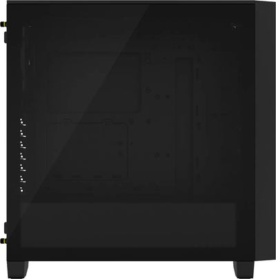 Corsair 3000D Airflow Black : panneau latéral verre noir mat accents jaunes