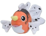 Peluche Pokémon Poissoroy orange et blanche, taches noires, nez jaune, 15 cm