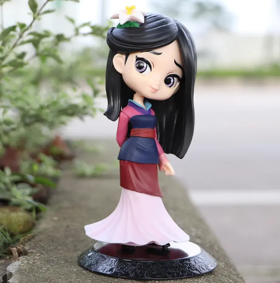 Figurine chibi Disney Princess Mulan-01 en robe rose et bleu marine