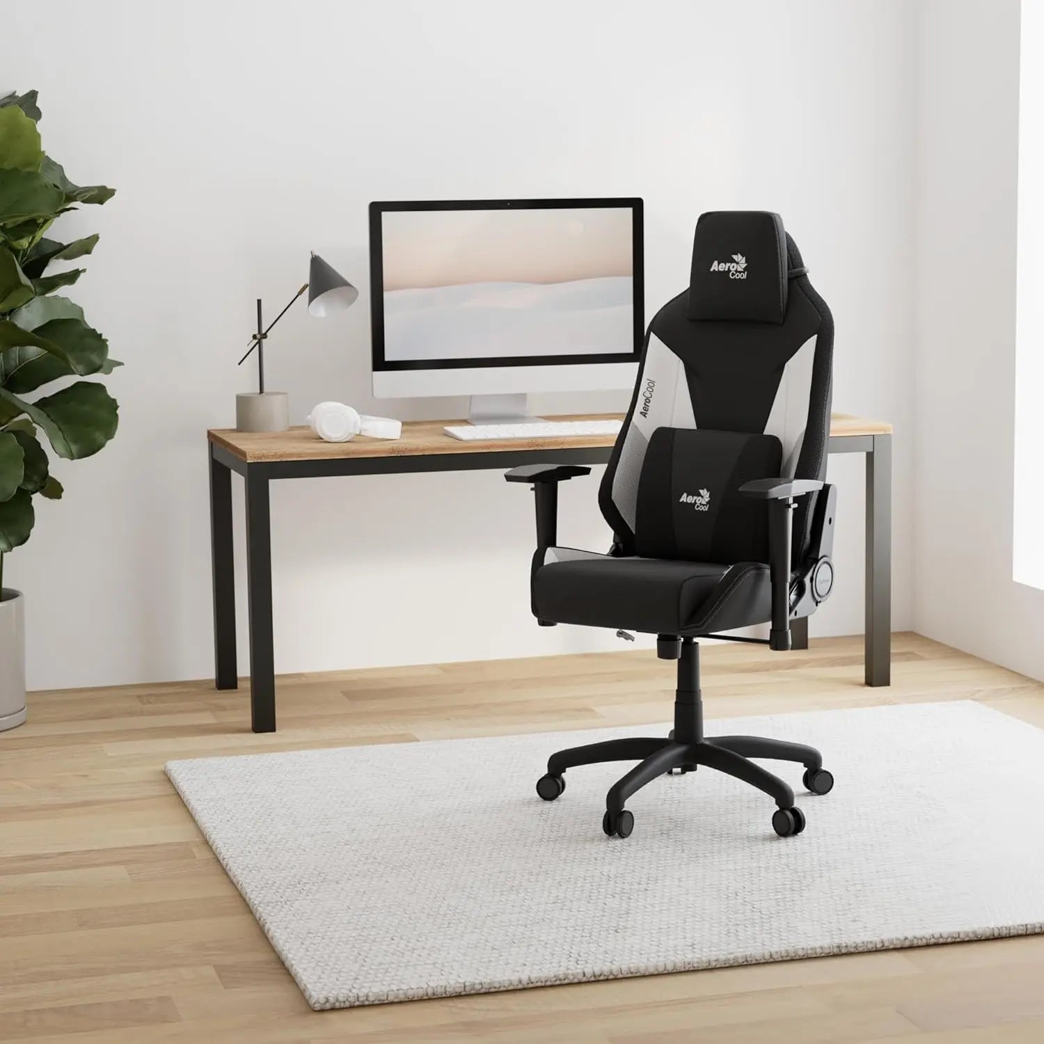 Fauteuil gamer AeroCool Admiral noir/blanc ergonomique dos Image