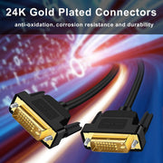 Câble DVI vers DVI 1,8 m noir avec connecteurs plaqués or 24k