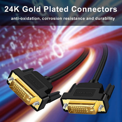 Câble DVI vers DVI 1,8 m noir avec connecteurs plaqués or 24k