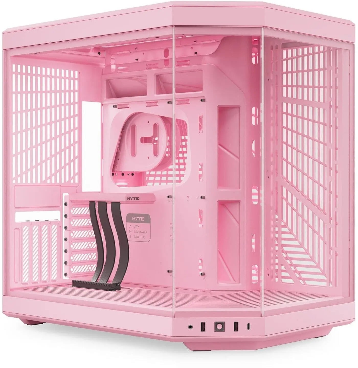 HYTE Y70 ROSE : boîtier PC rose avec panneau latéral transparent et grilles mesh