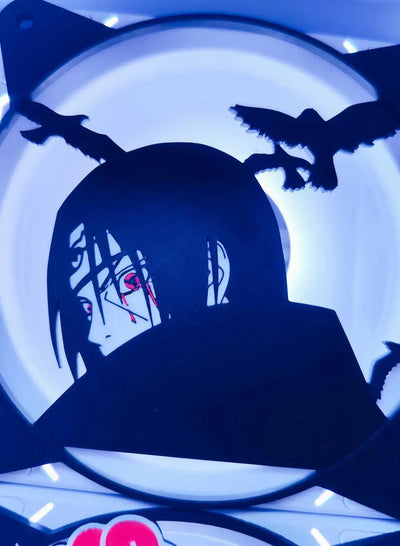 Grille ventilateur Naruto 120mm 140mm visage Itachi Uchiha en papier bleu foncé yeux rouges