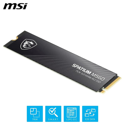 SSD MSI SPATIUM M560 1 To PCIe 4.0 NVMe M.2 noir texturé logo dragon