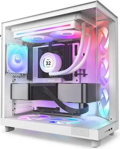 NZXT F280 RGB Core Blanc : boîtier PC blanc watercoolé avec RGB et afficheur circulaire de température