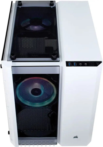 Boîtier blanc Corsair Crystal 280X RGB TG avec ventilateur RGB lumineux