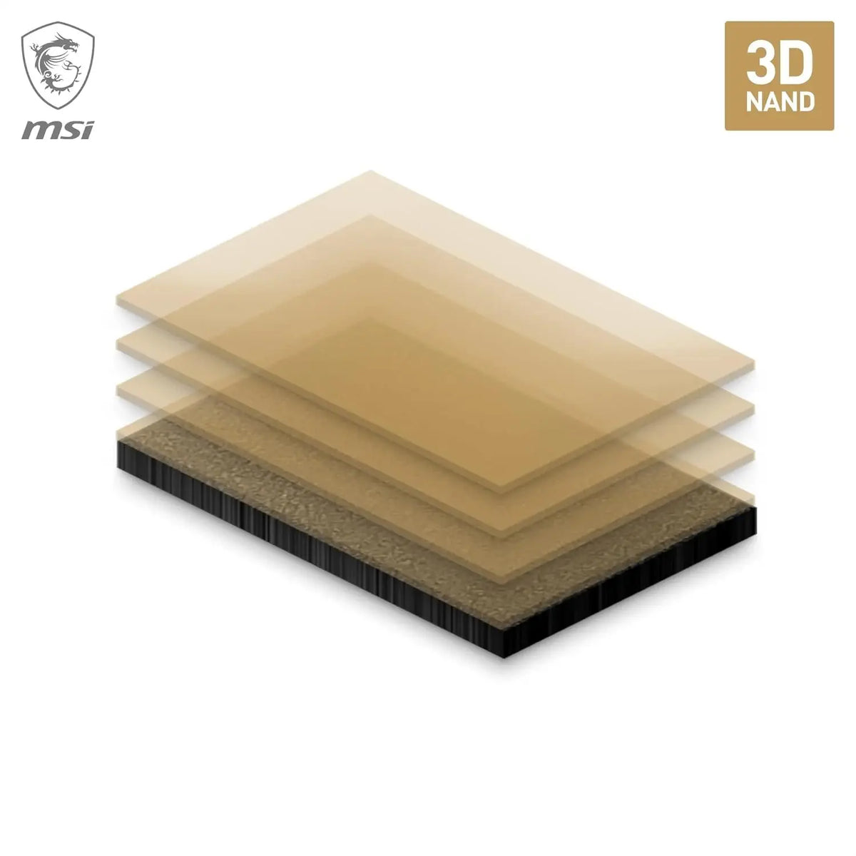 Puce mémoire 3D NAND MSI SPATIUM S270 avec sections translucides et marron foncé