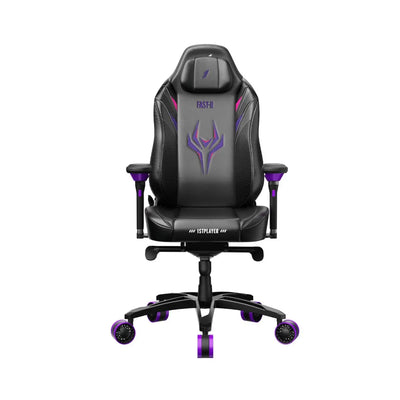 Fauteuil 1stPlayer Fast noir et violet, vue dos ergonomique avec logo Fasth