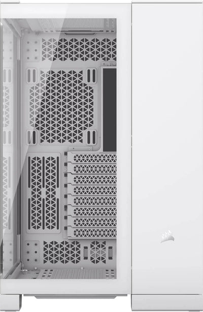 Boîtier PC Corsair 6500X Blanc avec panneau latéral transparent et grilles géométriques