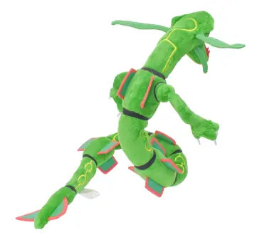 Peluche Pokémon Rayquaza verte 75 cm en coton doux avec accents jaune et noir