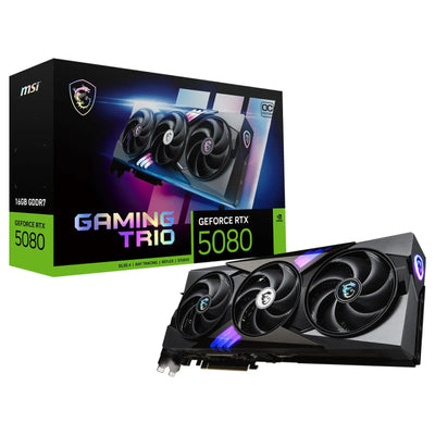 Carte graphique MSI GeForce RTX 5080 Gaming Trio OC Black avec 3 ventilateurs et éclairage RGB