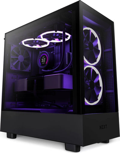 NZXT H5 Elite Black : boîtier mid-tower avec panneau latéral transparent et LED violettes