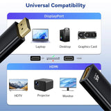 Adaptateur DisplayPort mâle vers HDMI femelle noir 4K ultra HD doré