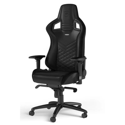 Fauteuil gamer Noblechairs Epic Noir, dos en cuir noir quilté avec découpes racing