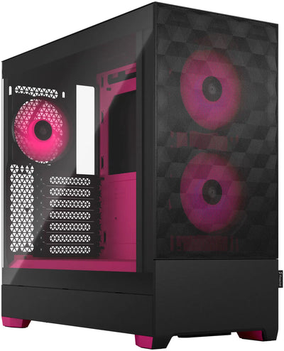 Fractal Design Pop Air RGB Magenta Core TG Clear Tint en noir et rose avec panneau transparent