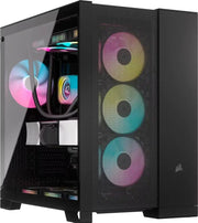 Corsair 6500X Noir: boîtier noir avec panneau latéral transparent et 3 ventilateurs RGB verticaux sur maille frontale
