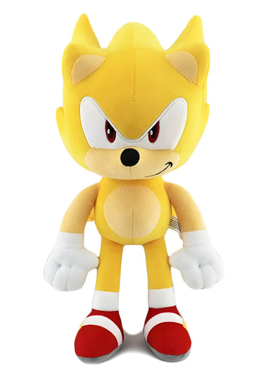 Peluche Super Sonic jaune 30 cm yeux rouges gants blancs chaussures argentées