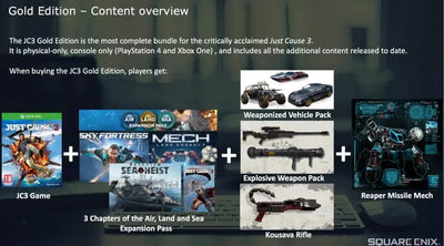 Just Cause 3 Gold Edition PS4 bundle physique complet incluant tous DLC