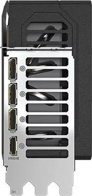 Carte graphique Gigabyte GeForce RTX 5080 AORUS MASTER noire et argentée avec ports HDMI multiples sur le côté