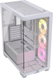 Corsair 3500X ARGB Blanc avec panneau latéral transparent et ventilateurs RGB illuminés