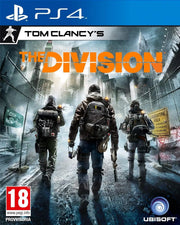 Couverture Tom Clancys The Division PS4 : soldats en tenue tactique zone quarantaine pluvieuse urbaine