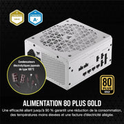 Alimentation Corsair RM750e 2025 blanc 80 Plus Gold avec grille mesh