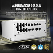 Alimentation Corsair RM750e 2025 blanc, RMx Shift 80+ Gold modulaire