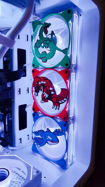 Ventilateurs PC Pokémon Kyogre 120/140 mm empilés, vert rouge bleu illuminés